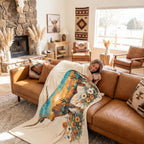 Baha Ranch Painted Longhorn Throw Blanket 60" x 80" Made in America Baha Ranch Western Wear